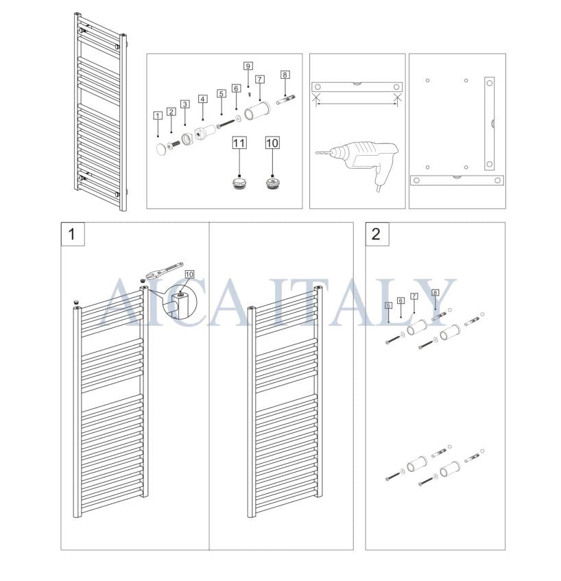 Termoarredo Bagno in Acciaio al Carbonio Calorifero Riscaldamento ad Acqua Antracite 800x600 mm