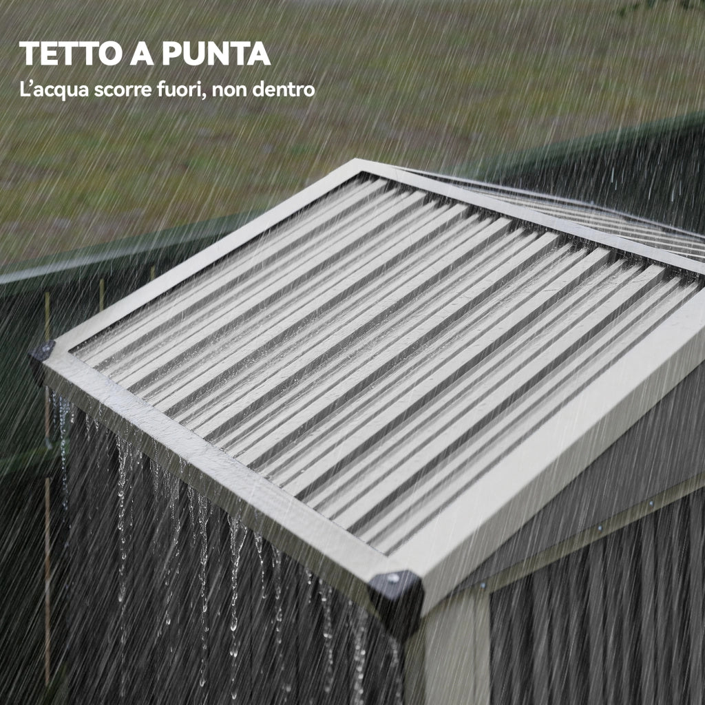 Casetta da Giardino in Acciaio ¨C Zephmum ¨C Grigio Argento 133x87x178 cm