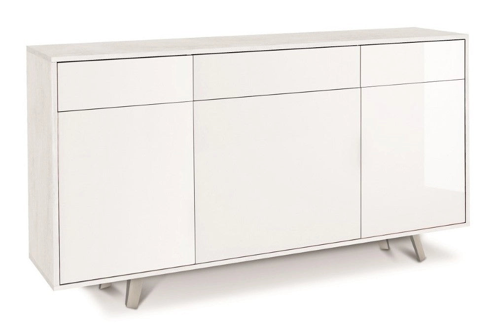 Mobile Madia 3 ante e 3 Cassetti H92 L164 P41 Cm struttura color Bianco ossido frontali Bianco Lucido 7076k Sarmog