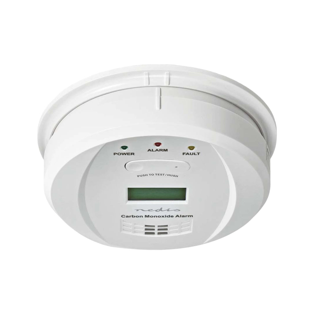 Rilevatore di Monossido di Carbonio con Allarme 85dB e Schermo LCD Pulsante Test Hush Bianco Nedis