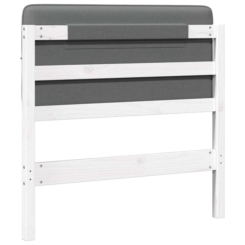 Testiera imbottita Bianco e grigio chiaro 75 cm Pino massello 880157