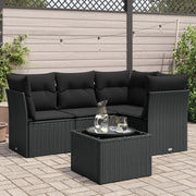 Set Divani da Giardino 5 pz con Cuscini in Polyrattan Nero 3217585