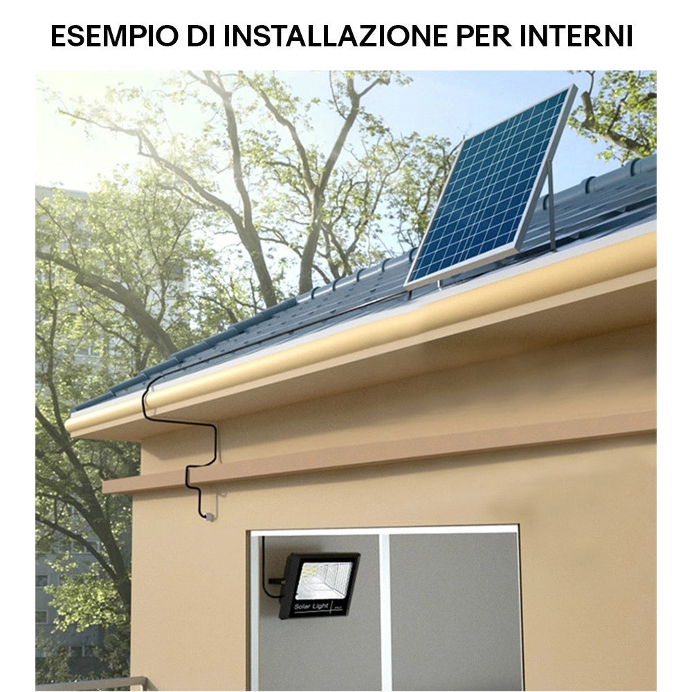 Trade Shop - Faretto Led Esterno Con Pannello Energia Solare 800 W Batteria 12 Ore Faro Ip67 -