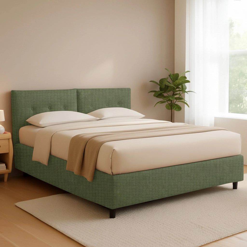 Bath, Letto Matrimoniale Sfoderabile Made in Italy, Verde