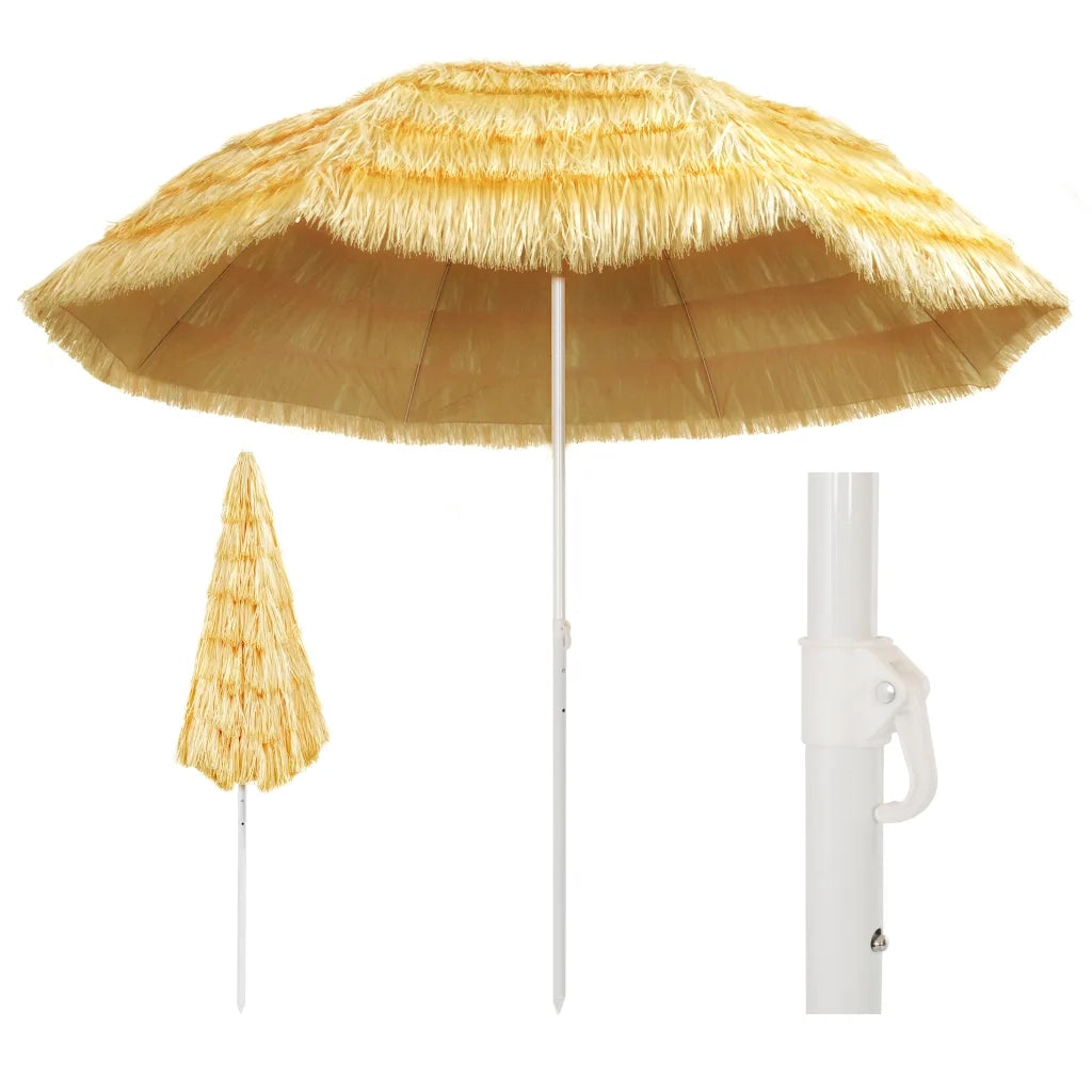 Ombrellone da spiaggia inclinabile 300 x 260 cm protezione UV stile hawaiano atmosfera da esterno PP naturale 02_0045905