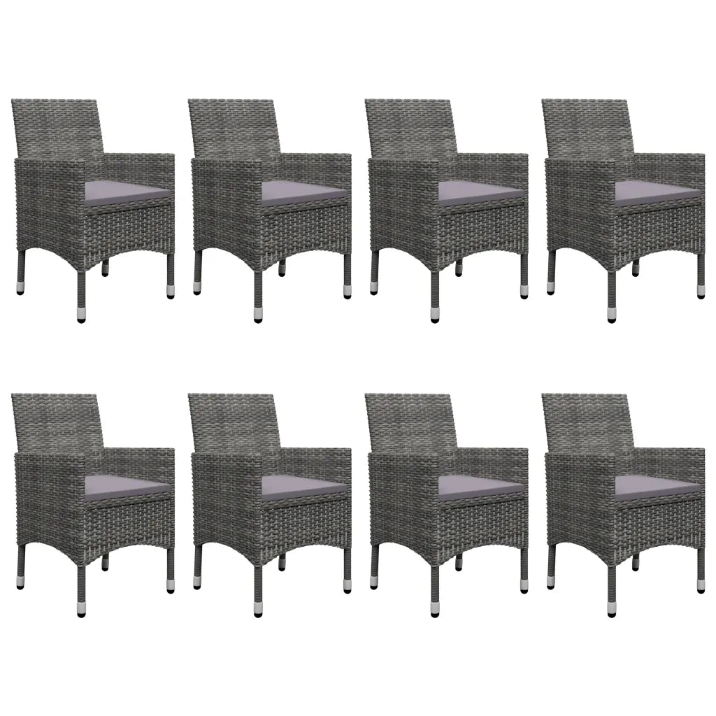 Set Mobili da Pranzo per Giardino 9pz Polyrattan e Vetro Grigio  cod mxl 41697