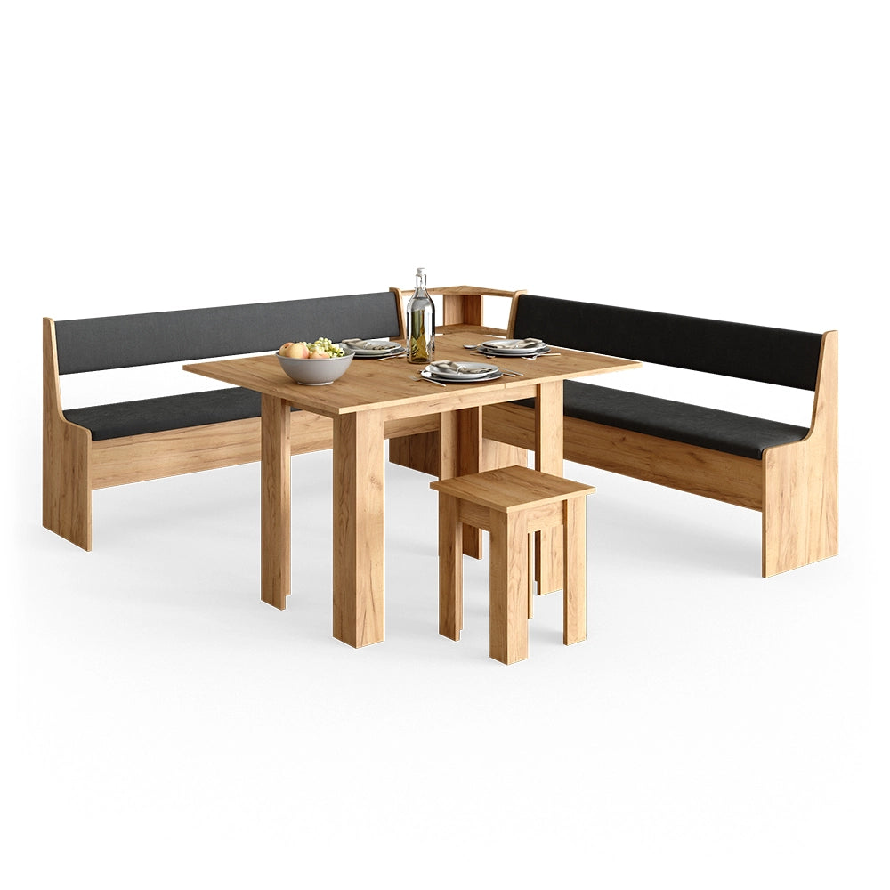 Vicco Gruppo panca ad angolo Quercia dorata 210 x 41.5 cm con tavolo