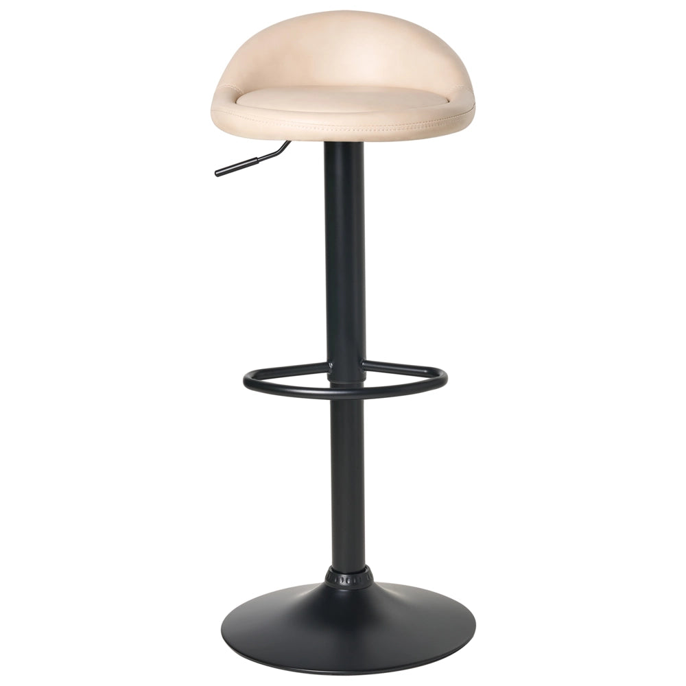 Set di 2 sedie da bar Beige chiaro rivestito in ecopelle Poggiapiedi nero girevole regolabile in altezza Moderno