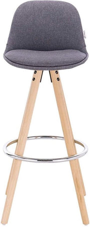 Bar Stool con Schienale - Altezza 75cm - Grigio - Set di 1 - Lino - Cucina - Sedili Bar - Con schienale - Struttura in legno marrone