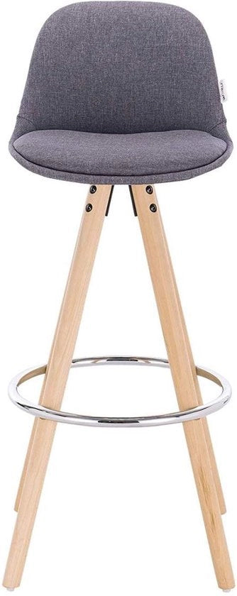 Bar Stool con Schienale - Altezza 75cm - Grigio - Set di 1 - Lino - Cucina - Sedili Bar - Con schienale - Struttura in legno marrone