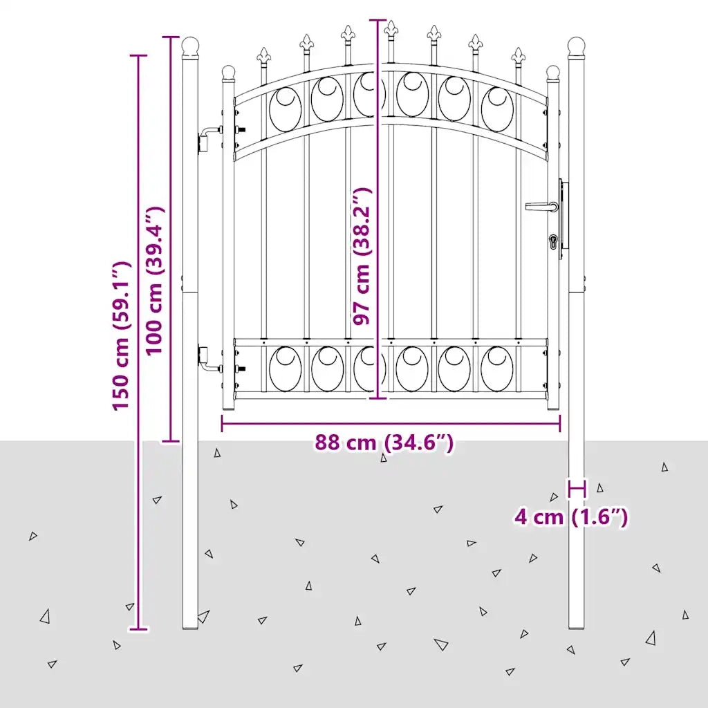 Cancello della recinzione con punte EMMEN 100 x 100 cm CFW1543125