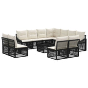 Set Divano da Giardino 12 pcs Nero polyrattan