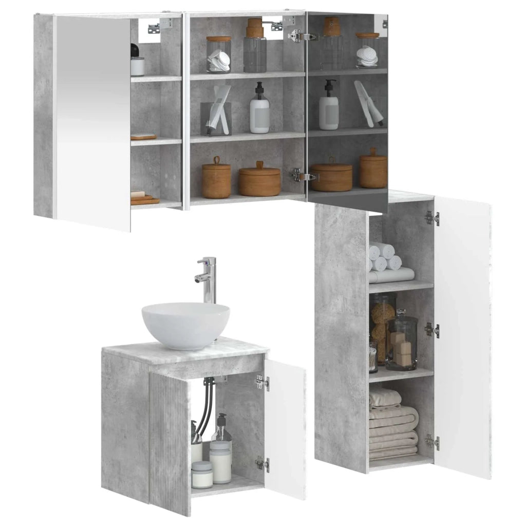 Set di mobili per il bagno 4 pcs Grigio Cemento 3407426