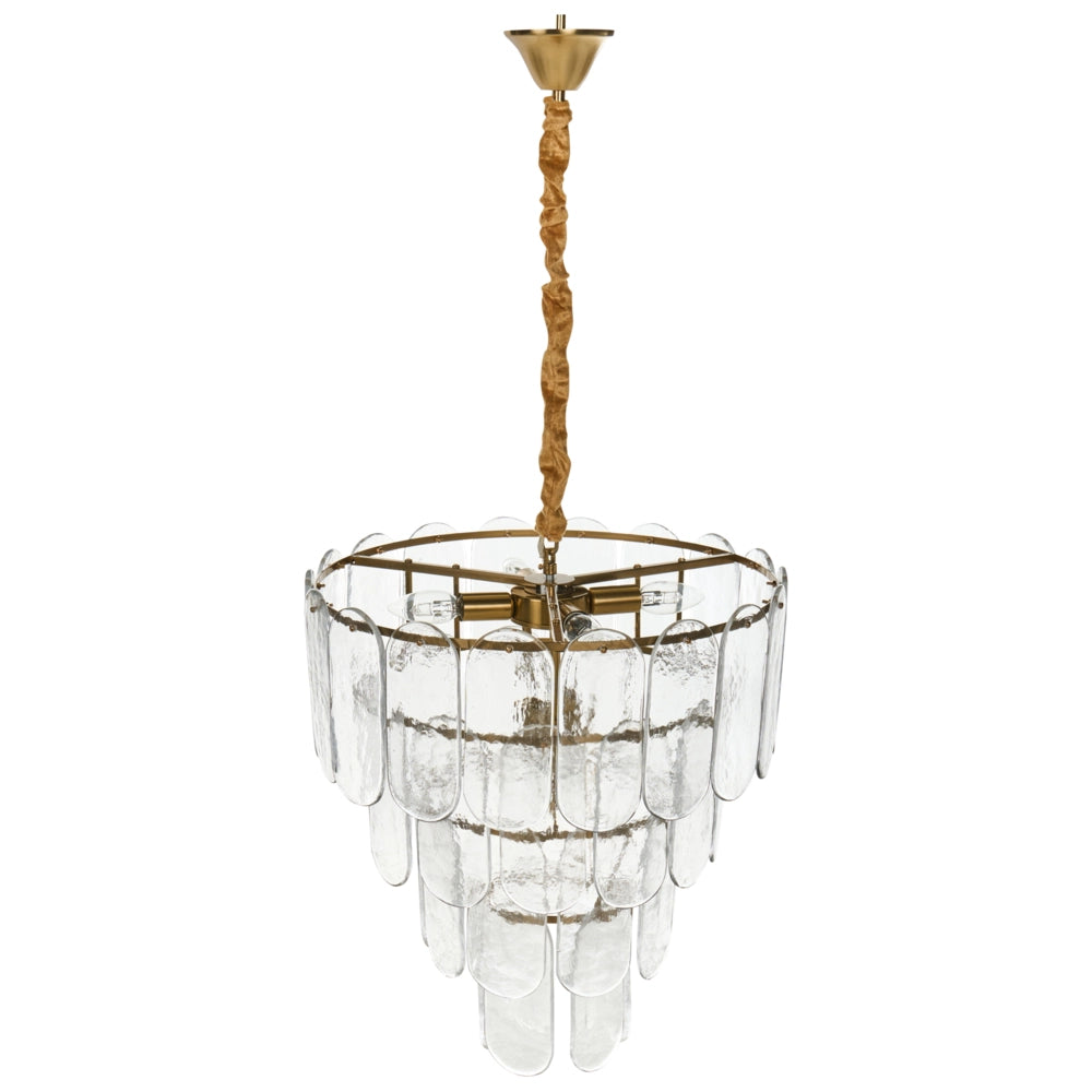 Lampadario in ottone, metallo e vetro ⌀ 48 cm Lampada a sospensione stile glamour