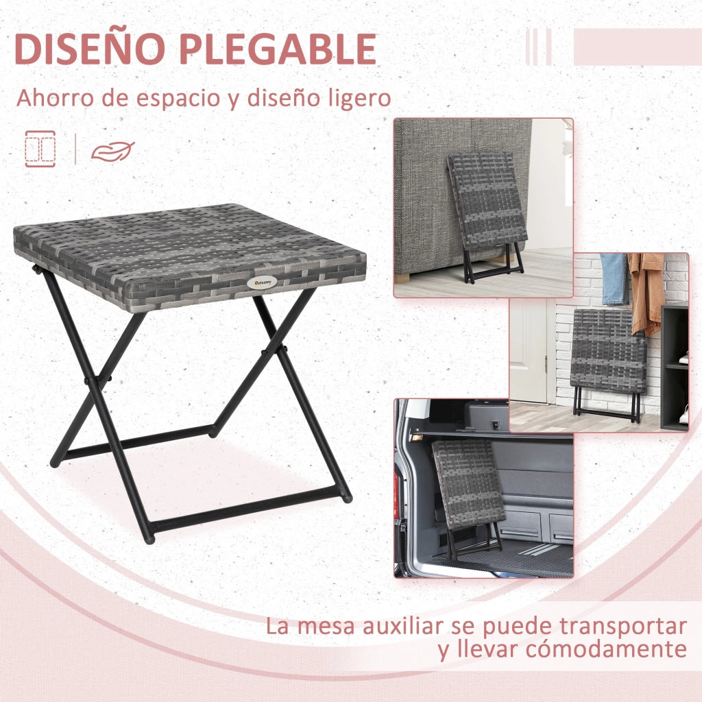 Tavolino da esterno in rattan pieghevole ¨C zephmum ¨C grigio 40x40x40 cm