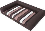 Letto per cani XXL con strisce marrone scuro | Cuscino per cani comodo 118x78 cm
