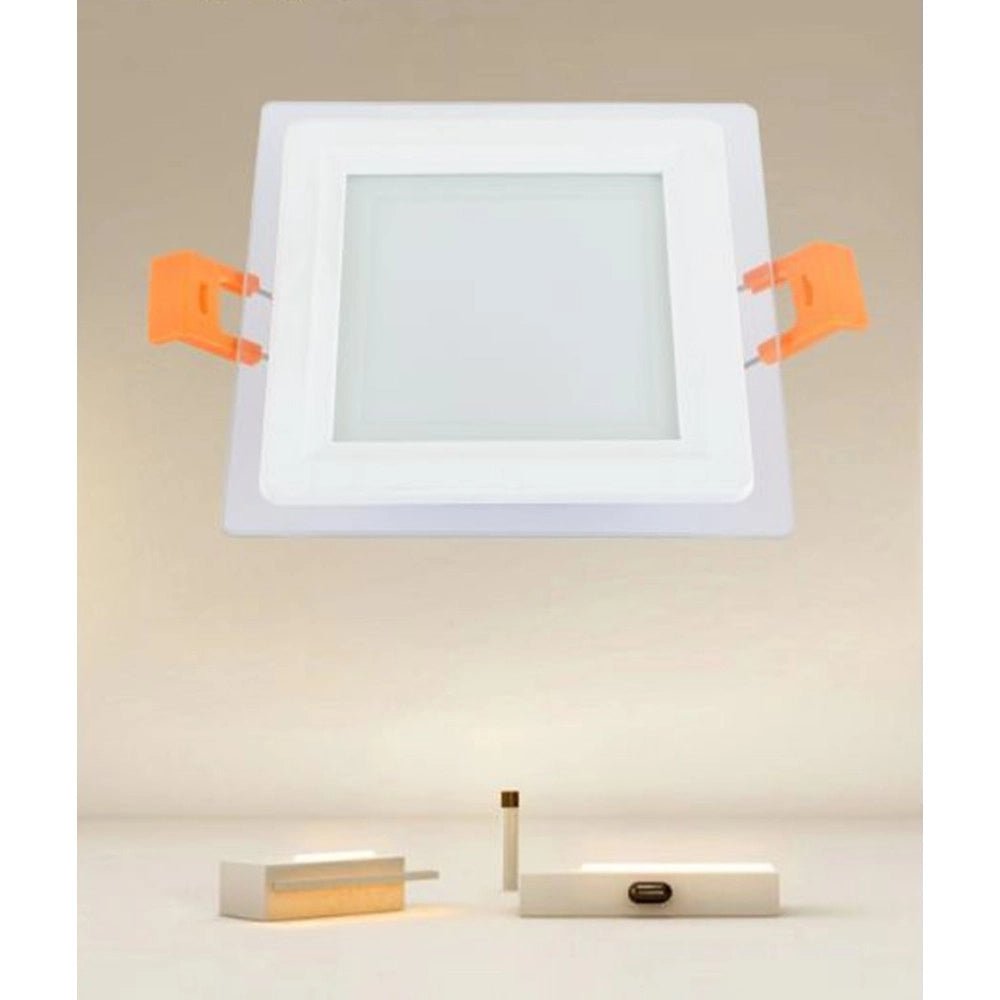 Trade Shop - Pannello Led Incasso Luce 3000k-6500k 6w Quadrato Am-cs-6 Con Bordo Traparente 00663 -