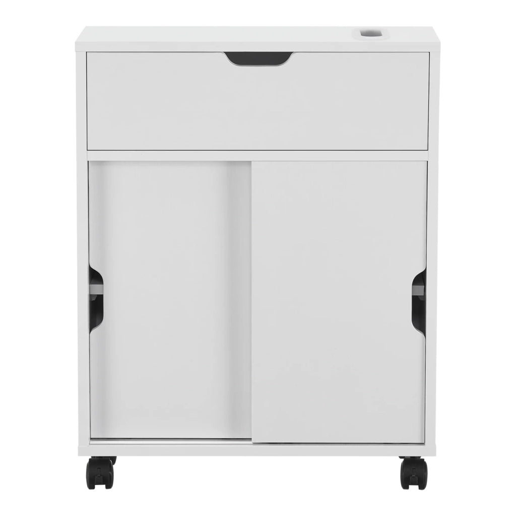 Mobile contenitore per bagno 67 x 52 x 17 cm con ante scorrevoli bianco 03_0006851