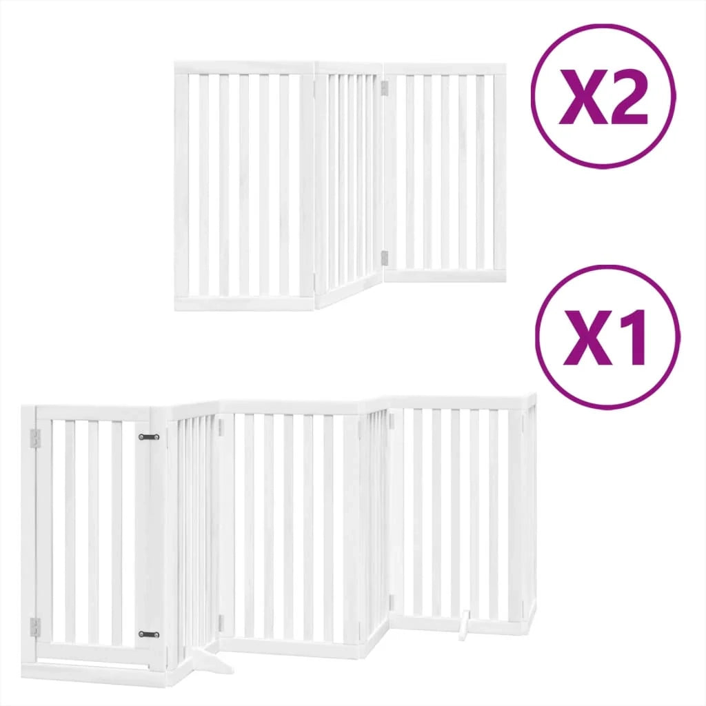 Cancelletto di sicurezza per animali domestici porta pieghevole 12 pannelli legno di pioppo bianco 02_0023164