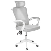 Sedia da ufficio grigio chiaro in rete, base girevole, altezza regolabile, braccioli, poggiatesta, per ufficio domestico, moderna