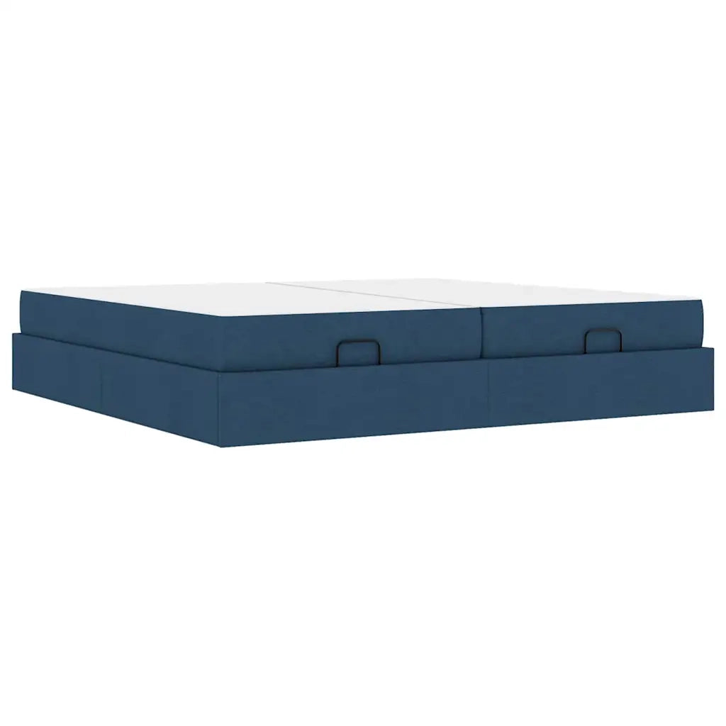 vidaXL Struttura del letto con archiviazione Blu 200 x 200 cm Tessuto