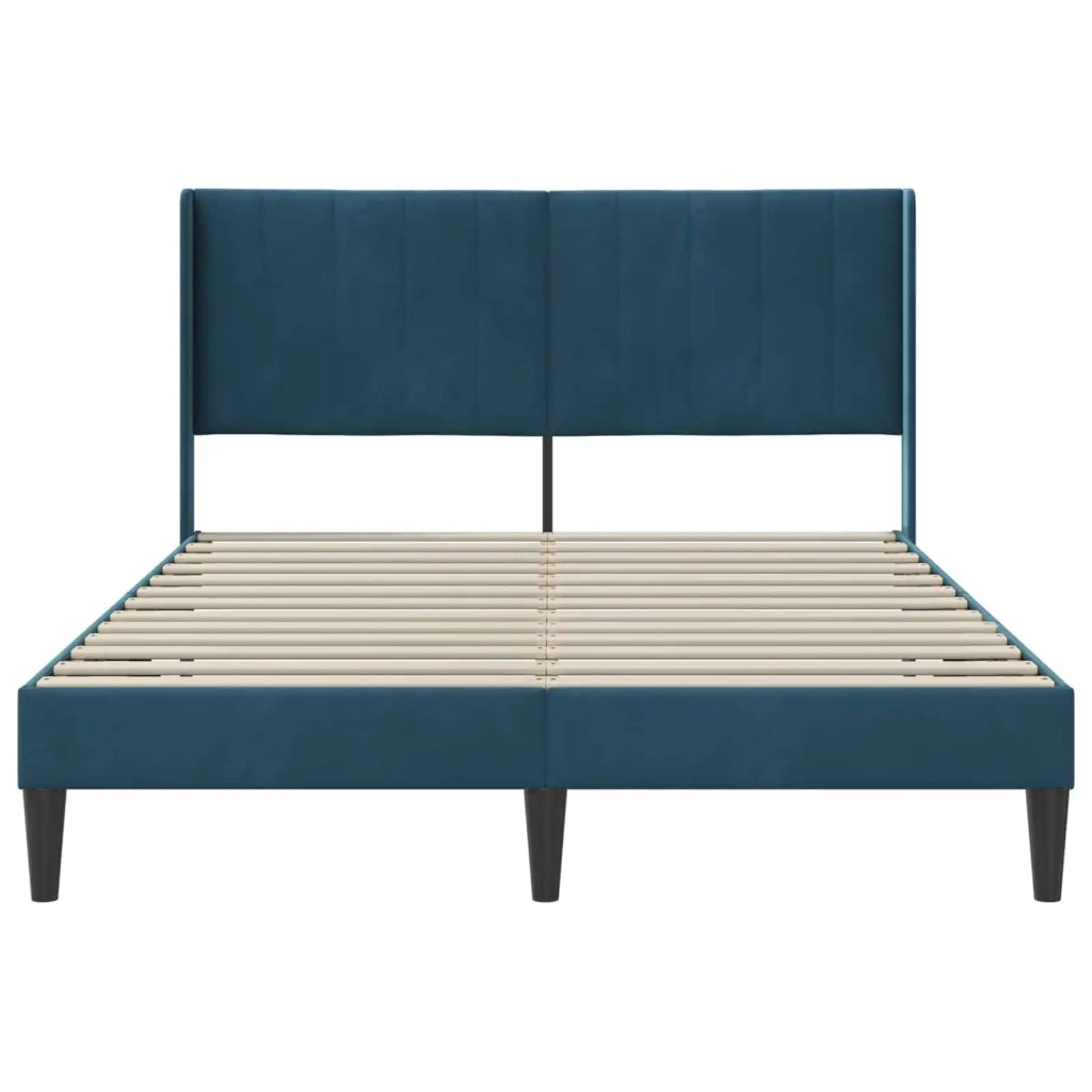Struttura del letto con testiera Blu 120 x 200 cm Velluto