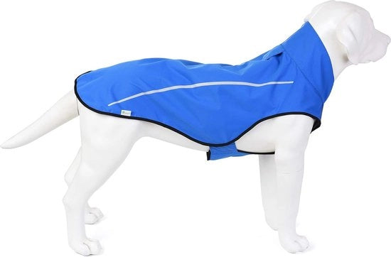 Giubbotto impermeabile per cani con cerniera regolabile e striscia riflettente, peso leggero, chiusura facile (L, blu)
