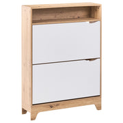 Armadio porta scarpe a 2 scomparti in legno MDF con finitura melaminica design moderno bianco e marrone chiaro