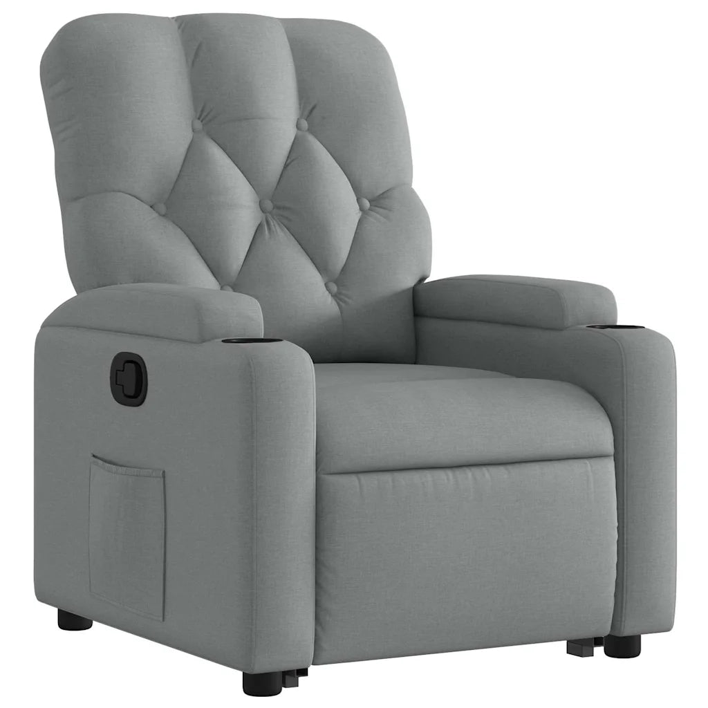 Poltrona Alzapersona Reclinabile Grigio Chiaro in Tessuto 3204710