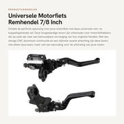 Set di Regolazione Rem e Koppeling Universale in Alluminio CNC - Adattabile per Manubri da 7/8 Pollici - Incluso 1 Paio - Hendel per Motocicletta 

Specifiche tecniche:
- Materiale: Alluminio CNC
- Adattabile per manubri da 7/8 pollici
- Incluso 1 paio
