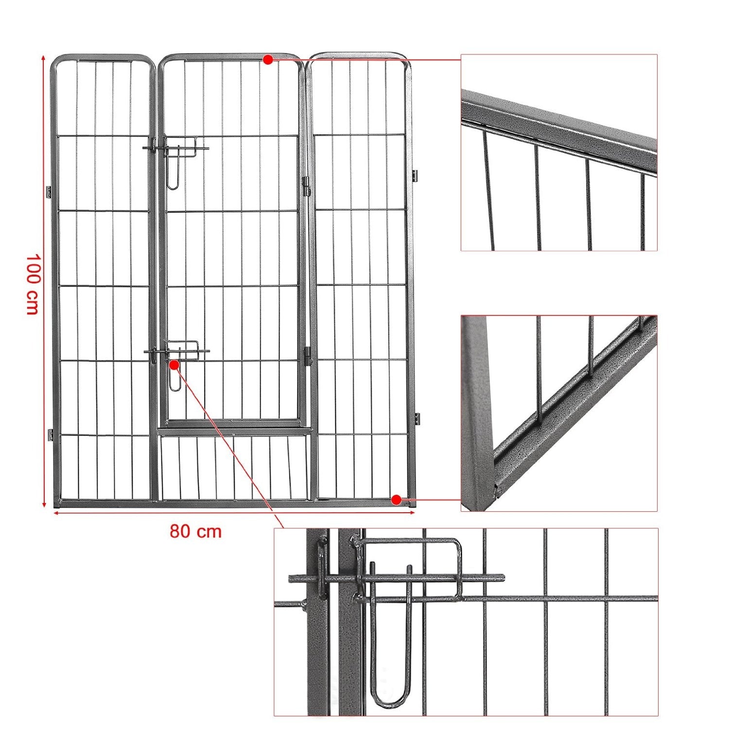 Gabbia per cani e cuccioli 163 x 163 cm Grigio 3712022