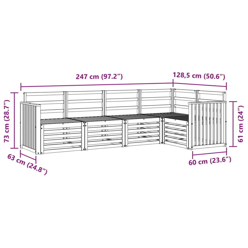 Set divani 5 pcs Naturale Legno di Acacia Massello 3374804
