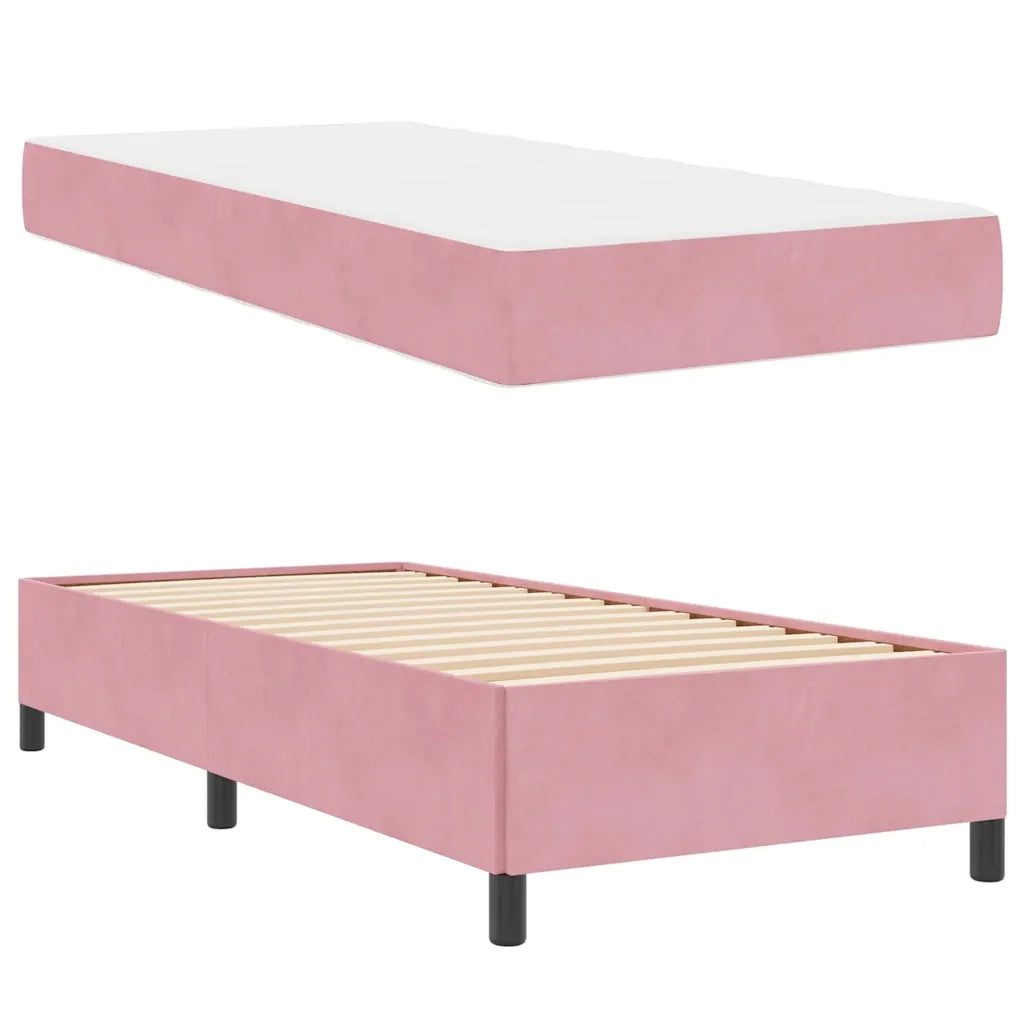 Struttura del letto con materasso Rosa 80 x 200 cm Tessuto