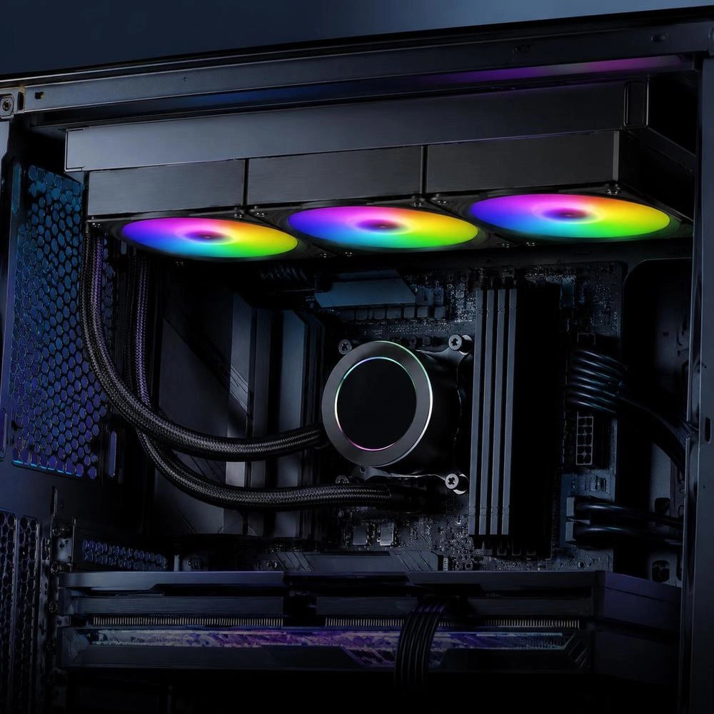 CPU Liquid Cooler, AIO CPU Water Cooler – 3x 120 Mm PWM Fans & Pump, PC Water Cooling With 5.3 Cm LCD Display & ARGB Lighting, For Intel 115X/1366/2011/1700/1200, AMD AM4/AM5