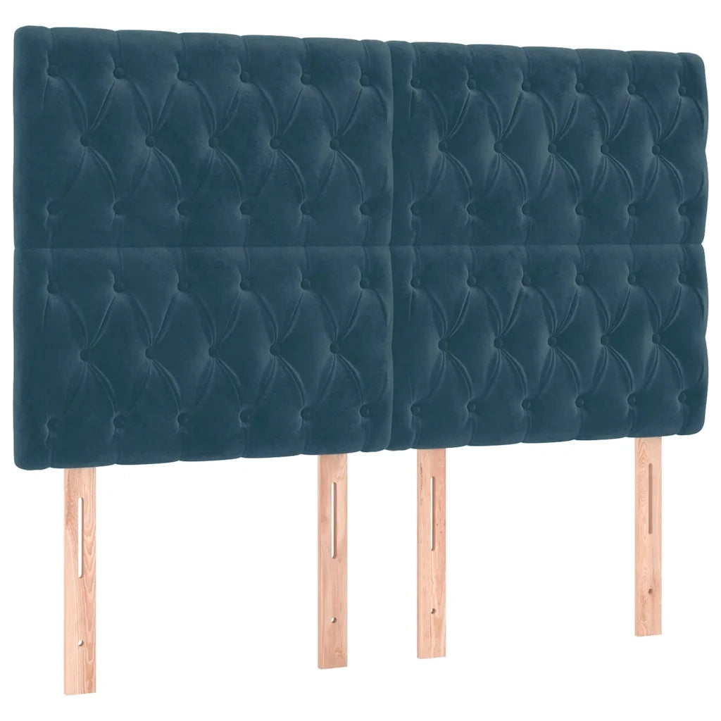 Giroletto a Molle con Materasso Blu Scuro 140x200 cm in Velluto