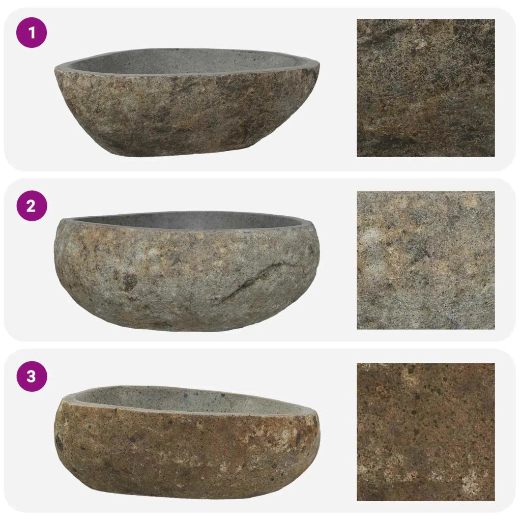 Basin in pietra fluviale Grigio chiaro 52 x 40 x 15 cm CFW7861387