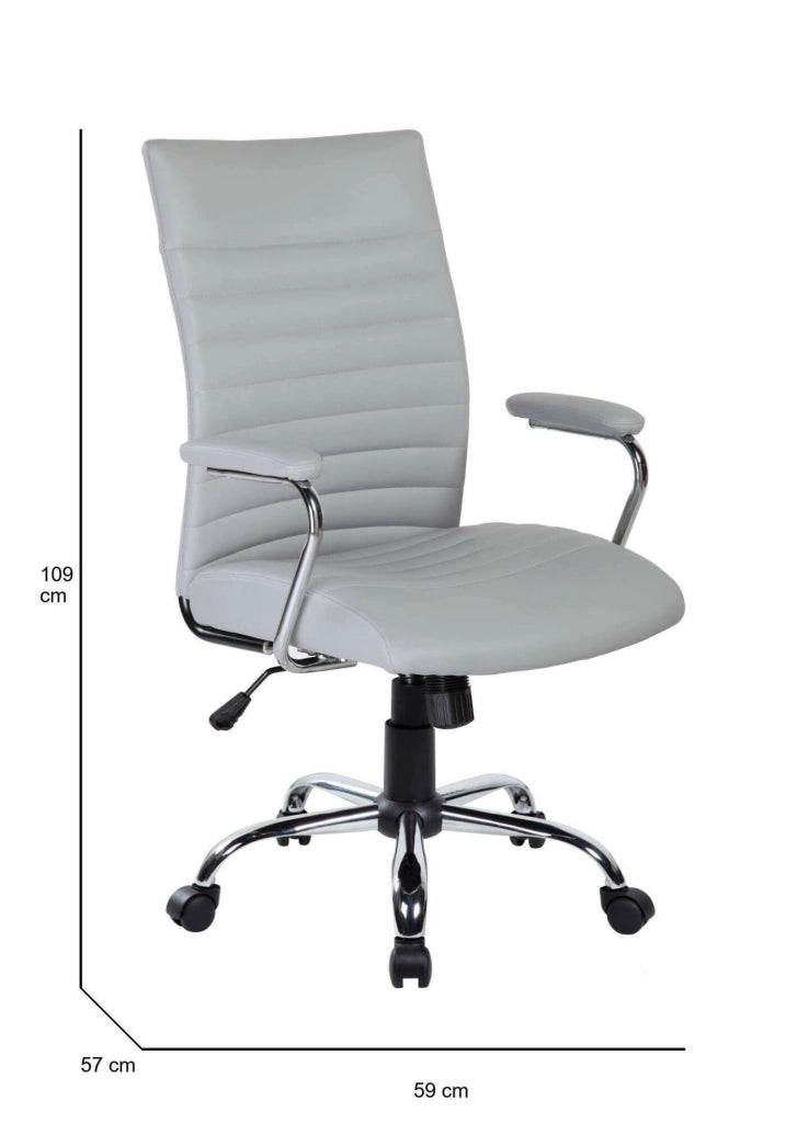 Sedia da ufficio Gaspeite, Poltrona direzionale con braccioli, Sedia ergonomica da ufficio, 57x59h100/109 cm, Grigio