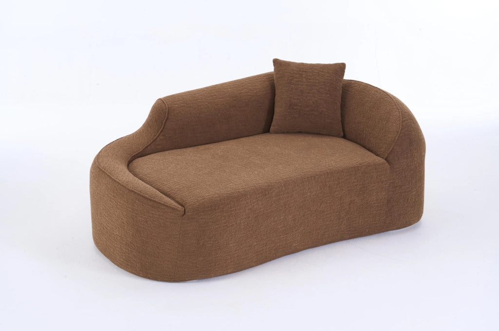 Chaise longue 2 posti in ciniglia caramello 155x96x65 cm con cuscino