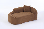 Chaise longue 2 posti in ciniglia caramello 155x96x65 cm con cuscino