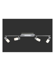 Faretto Clapton 4 Spot Led Cromo E Vetro Bianco L96 cm Trio Lighting