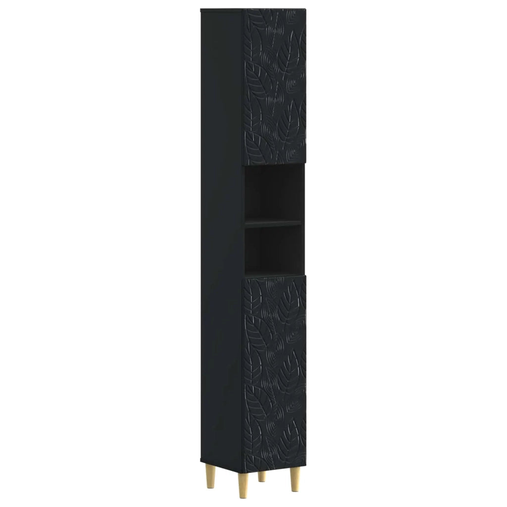 Armadio da Bagno con Ripiano Aperto DELFT Nero 30 x 31 x 190 cm 897036