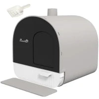 Lettiera per Gatti Chiusa con Filtri, Paletta e Vassoio, Struttura in PP, 43x44x47cm, Grigio