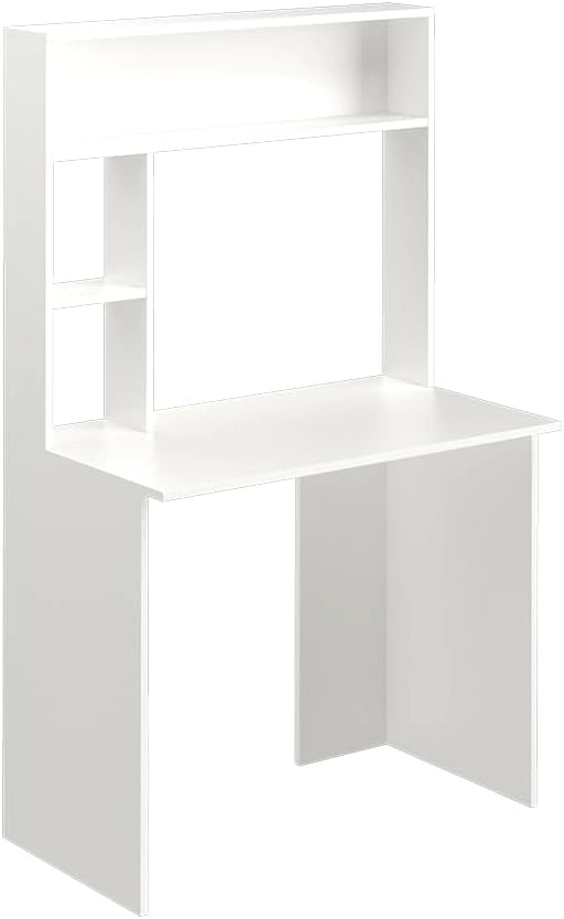 Scrivania con ripiani Albano, Bianco, 90 x 51.6 cm, con ripiani aperti e chiusi per la conservazione