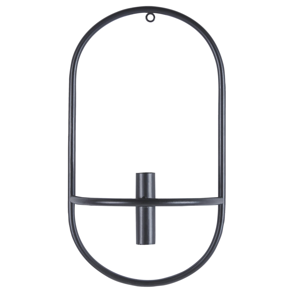 Set di 2 portacandele da parete in metallo nero, stile minimalista ideale per interni ed esterni