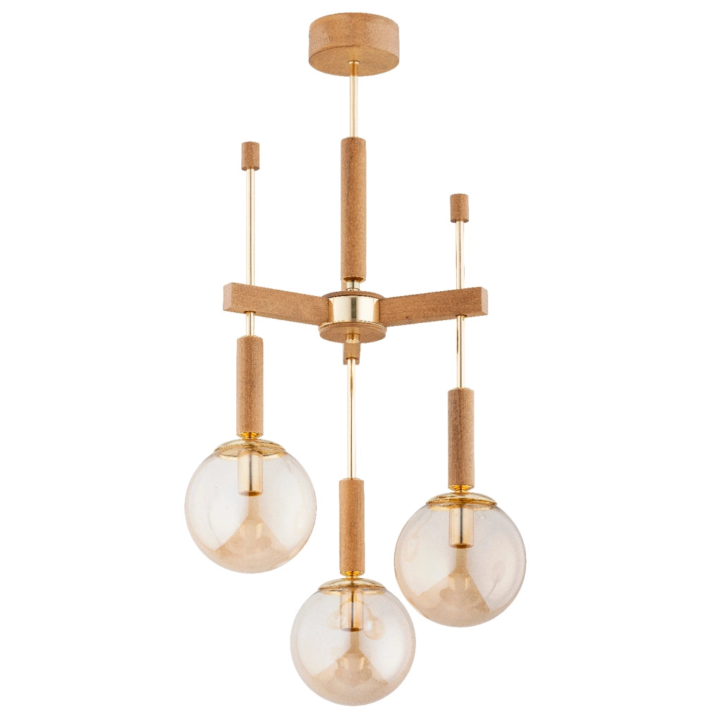 Lampada a sospensione nordica legno 3xE14 Alfa Gidia
