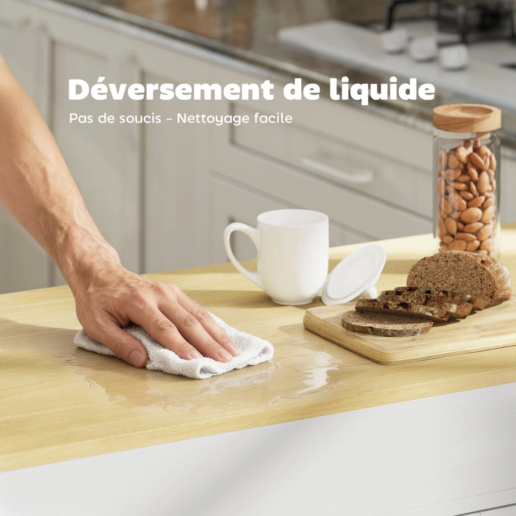 Tavolo da cucina allungabile con cassetti e ruote ¨C Zephmum ¨C Bianco