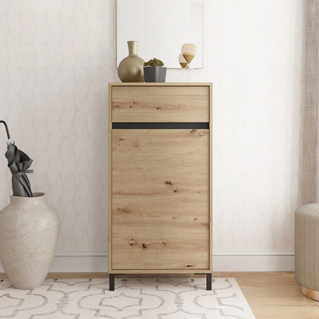 Pollenza, Mobile da Ingresso un Cassetto, 54.5x40x109.5h cm Marrone Rovere Nodi