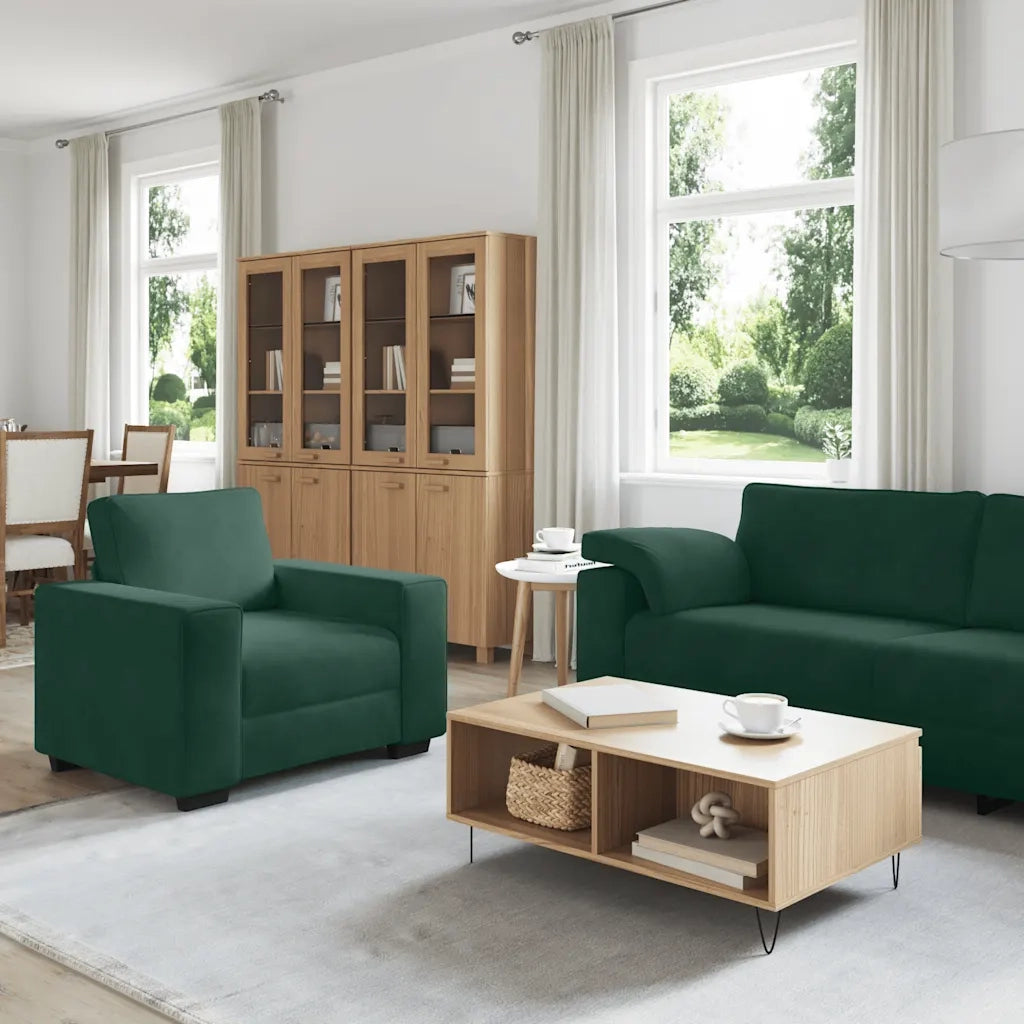 Set di Divani 3 pz con Cuscini Verde scuro in Velluto 3324669