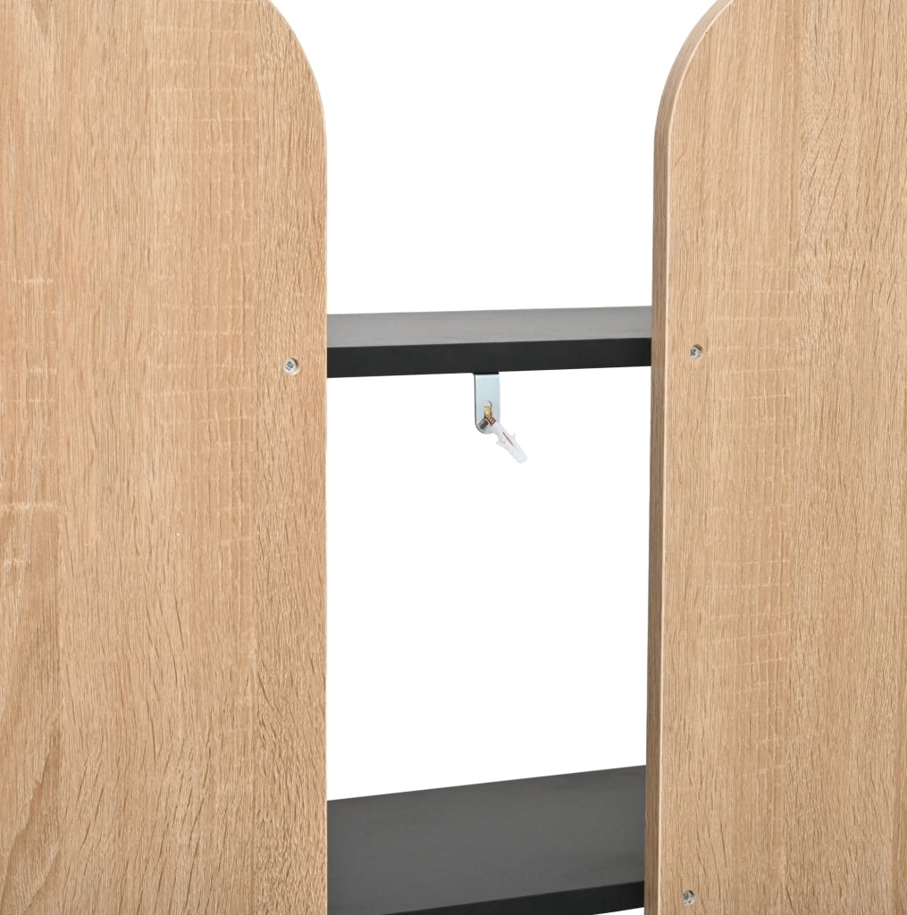Libreria aperta 5 ripiani 135x25x160 cm naturale e nera