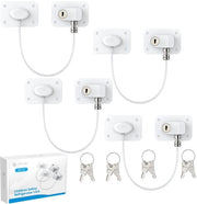Kit di sicurezza per bambini per frigorifero a 4 pezzi senza foratura, serrature per finestre per frigorifero con chiave - Bianco